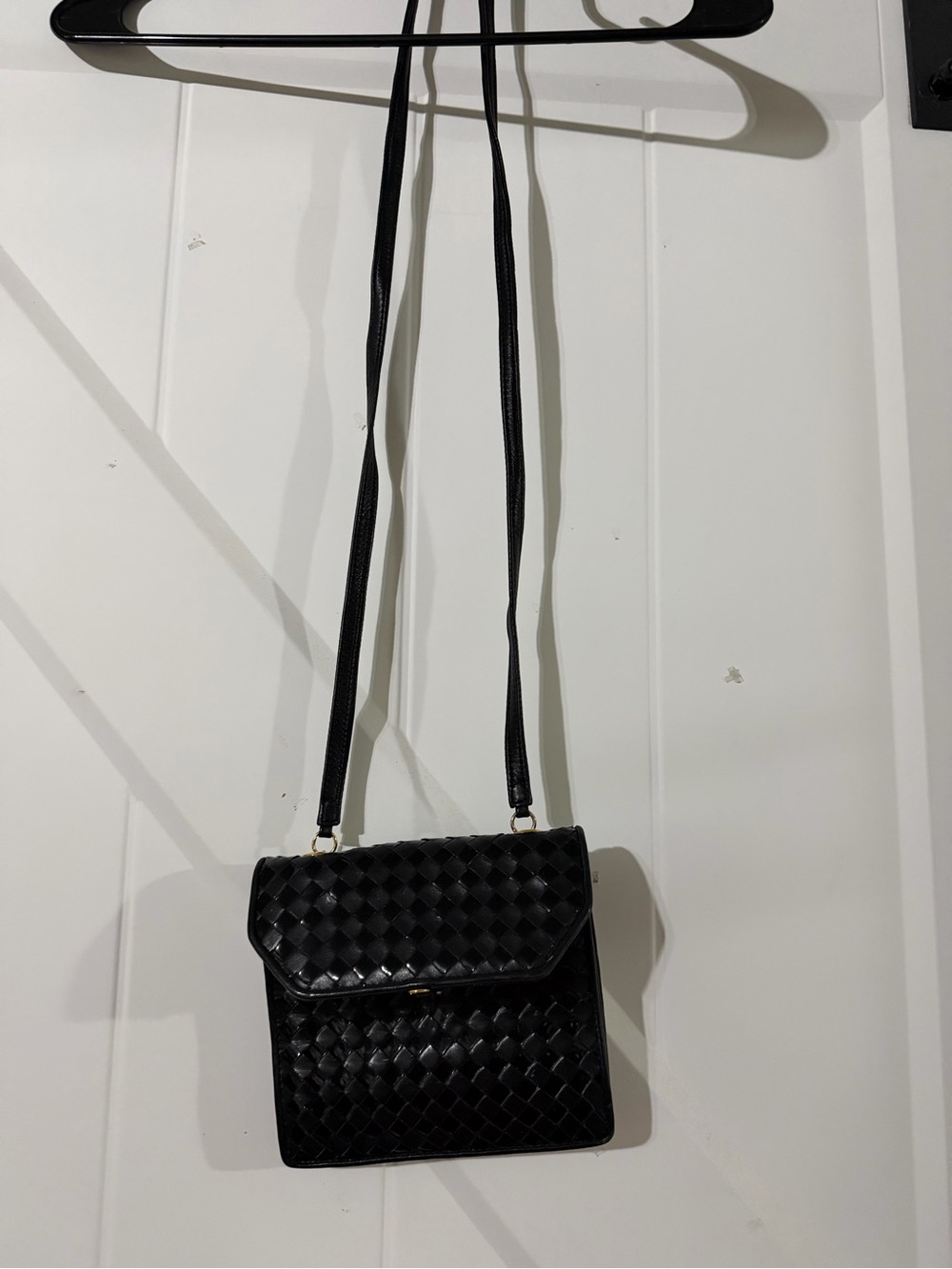 Black Woven Crossbody Bag - Classic Women's Shoulder Bag
